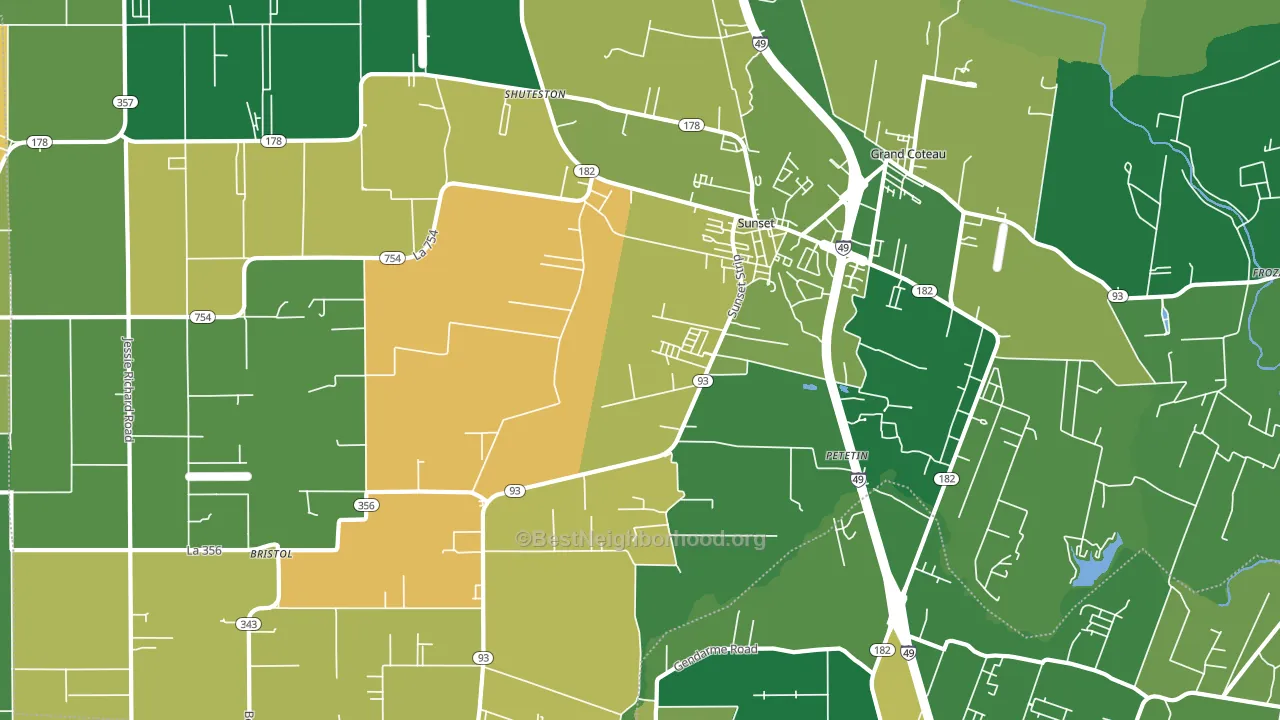 70584, LA block-group voter-turnout map