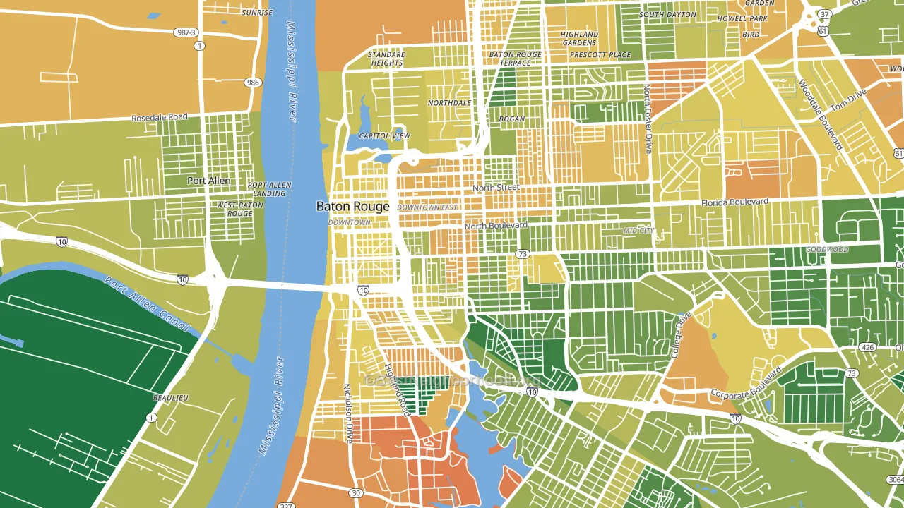 70802, LA block-group voter-turnout map