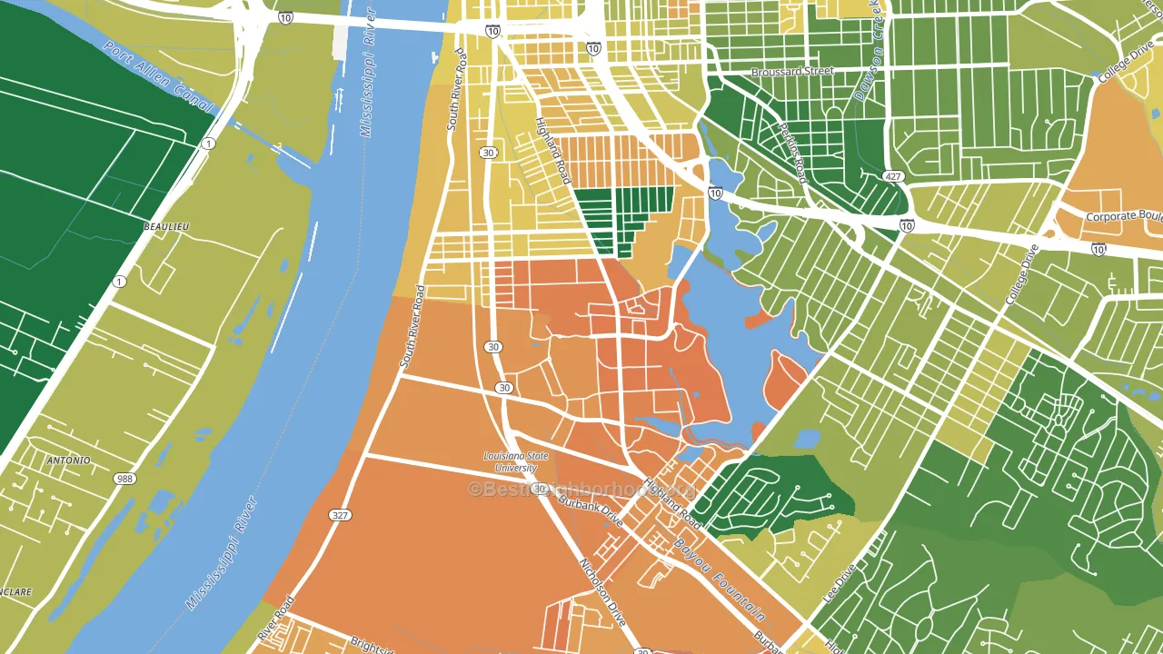 70803, LA block-group voter-turnout map