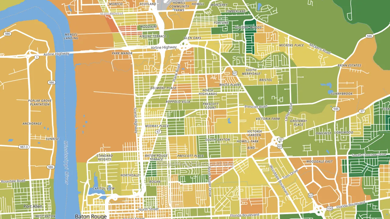 70805, LA block-group voter-turnout map