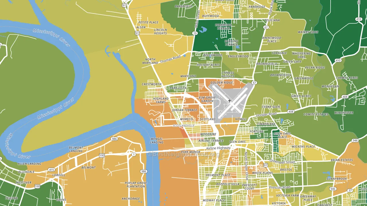70807, LA block-group voter-turnout map