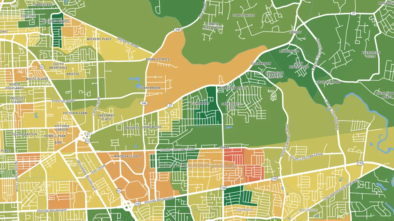 70814, LA block-group voter-turnout map