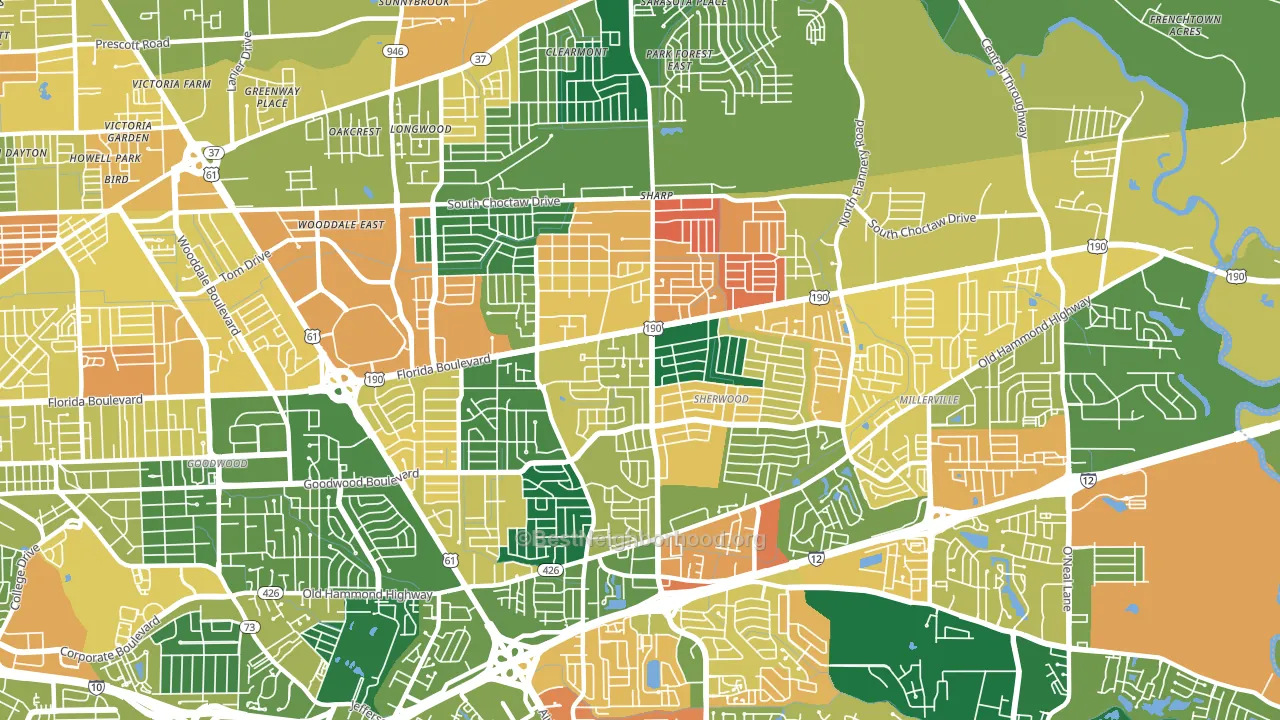 70815, LA block-group voter-turnout map