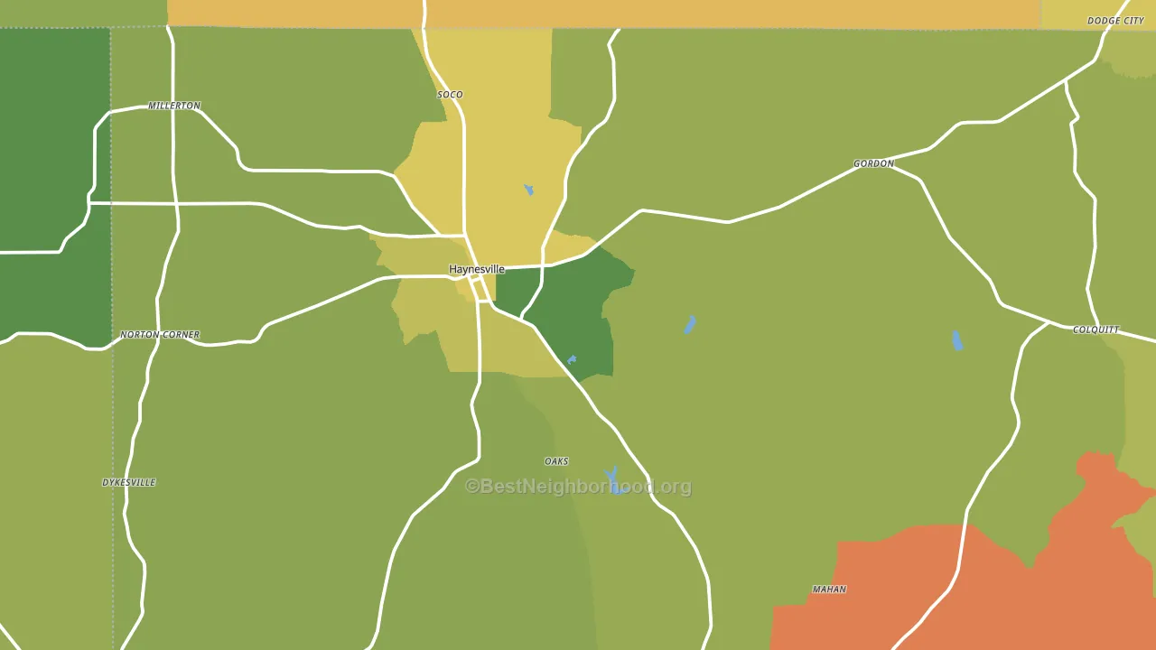 71038, LA block-group voter-turnout map