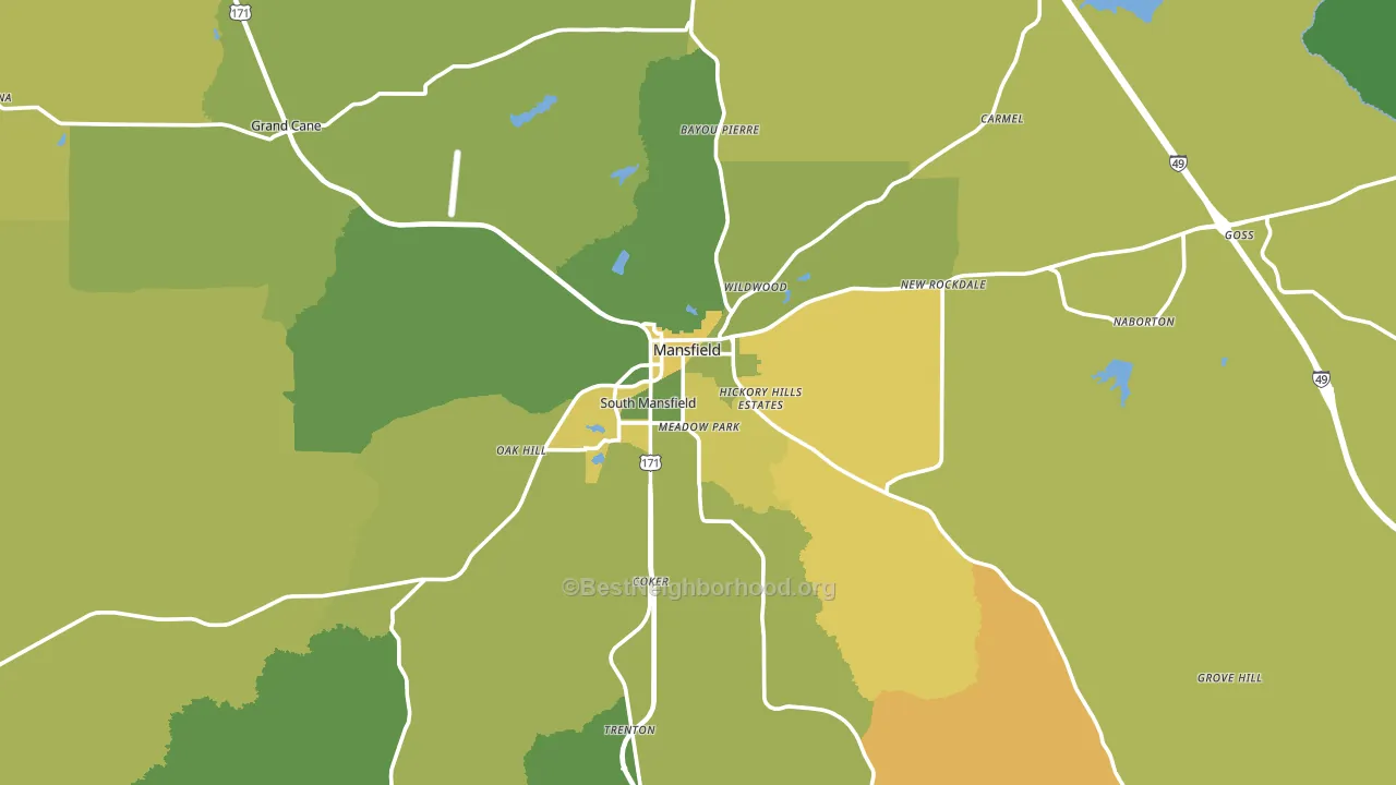 71052, LA block-group voter-turnout map