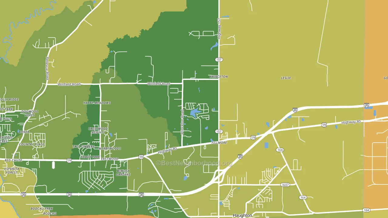 71067, LA block-group voter-turnout map