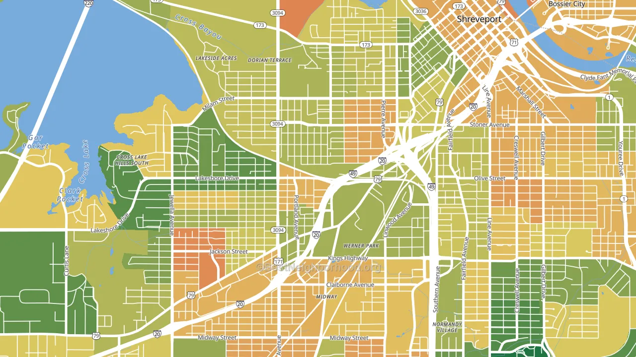 71103, LA block-group voter-turnout map