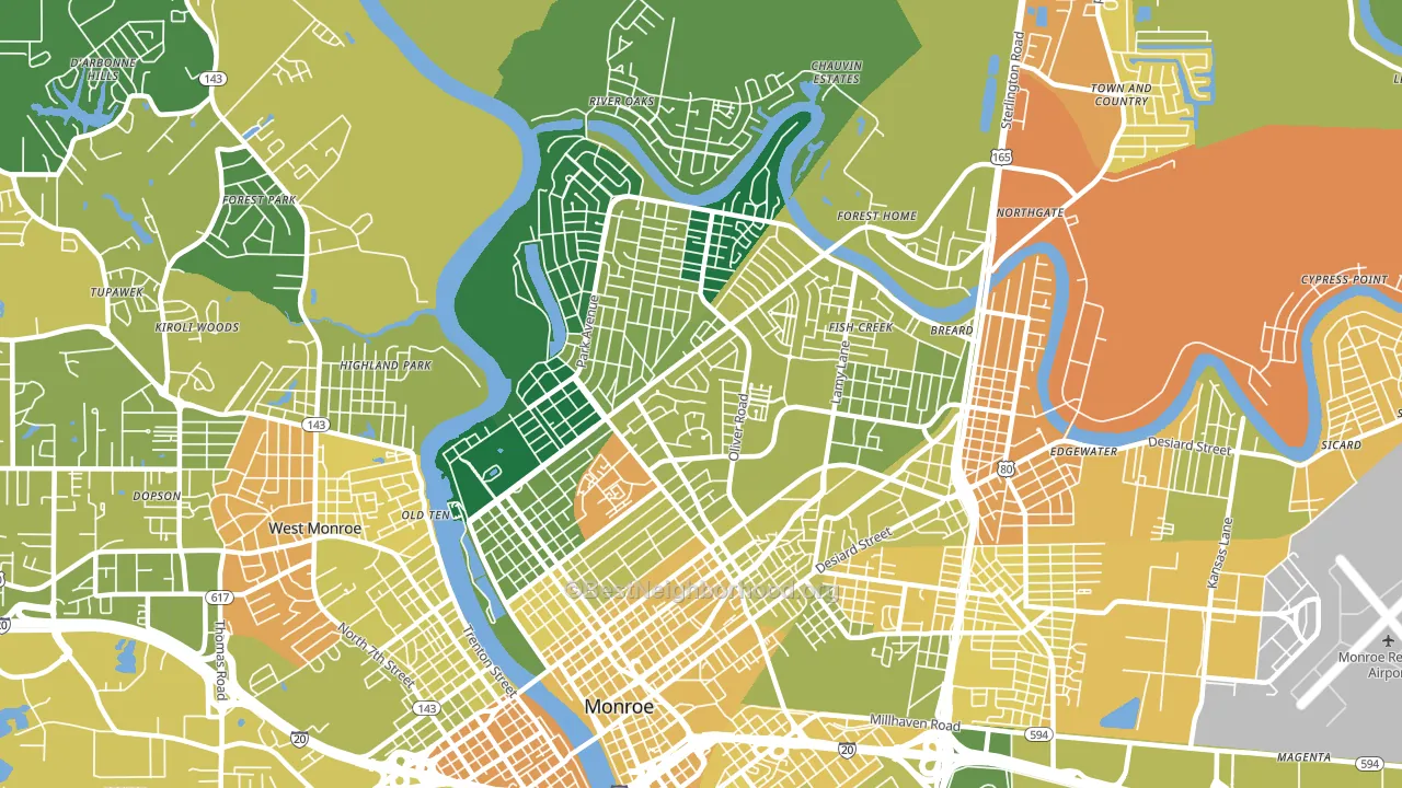 71201, LA block-group voter-turnout map