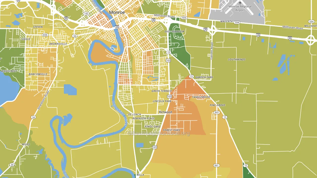 71202, LA block-group voter-turnout map