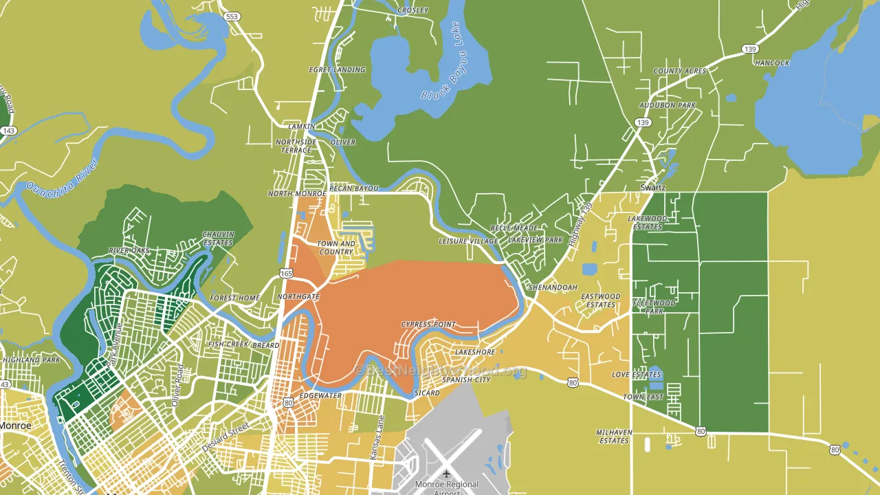 71203, LA block-group voter-turnout map