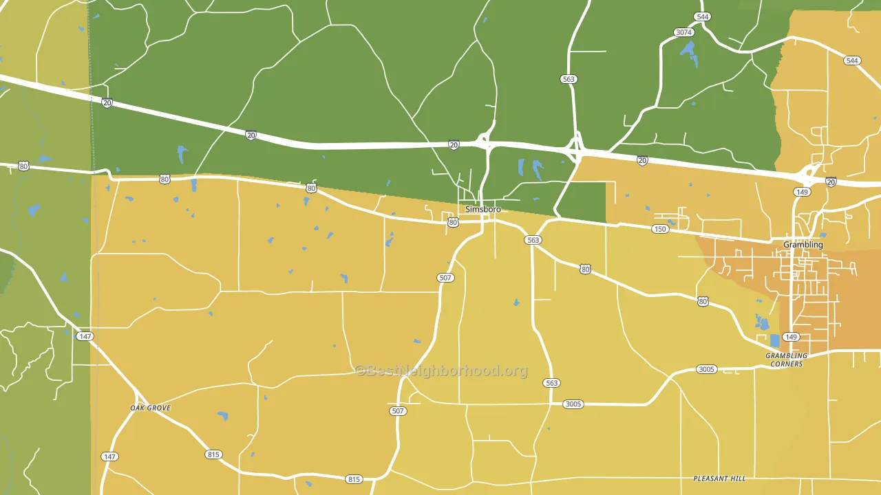71275, LA block-group voter-turnout map