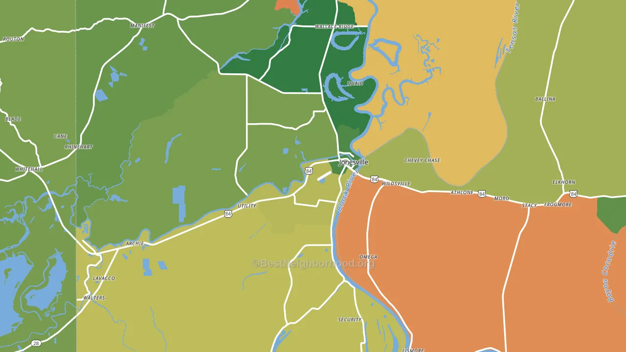 71343, LA block-group voter-turnout map