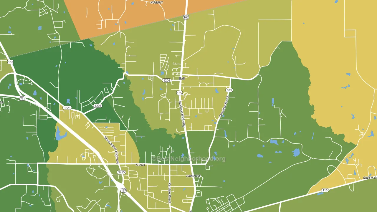 71405, LA block-group voter-turnout map