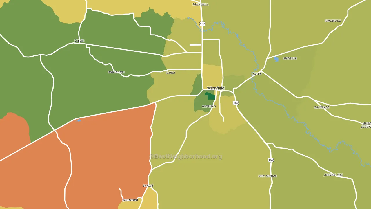 71483, LA block-group voter-turnout map