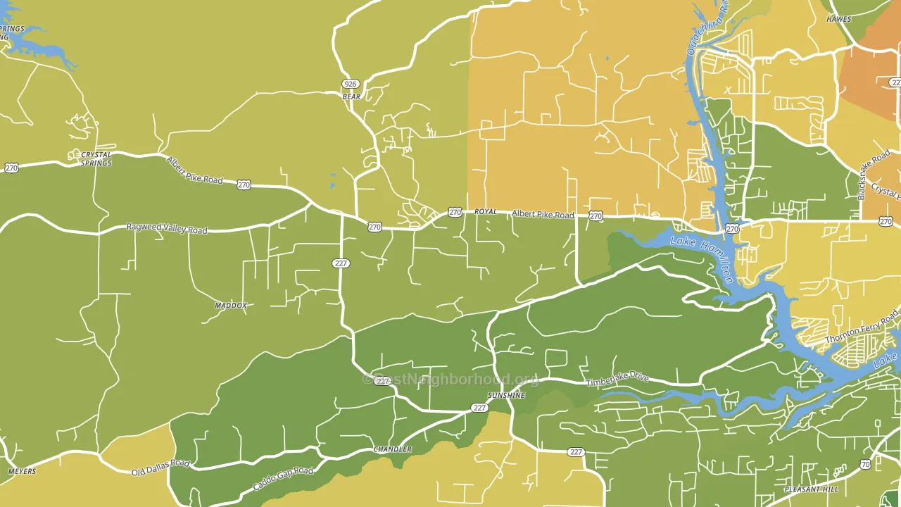 71968, AR block-group voter-turnout map