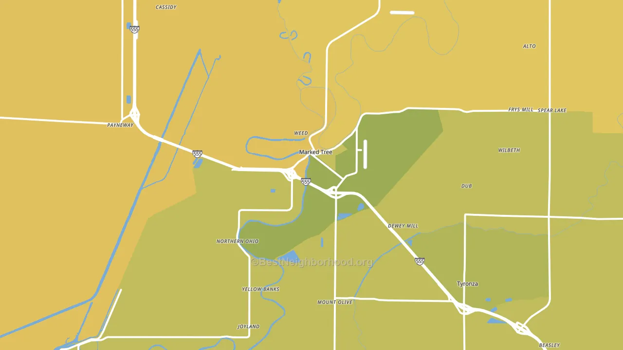 72365, AR block-group voter-turnout map