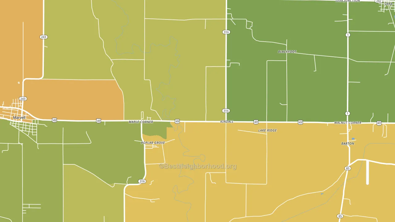 72374, AR block-group voter-turnout map