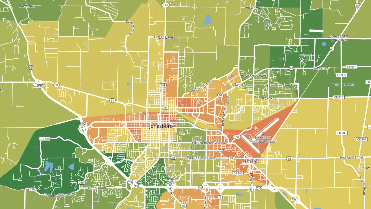 72401, AR block-group voter-turnout map