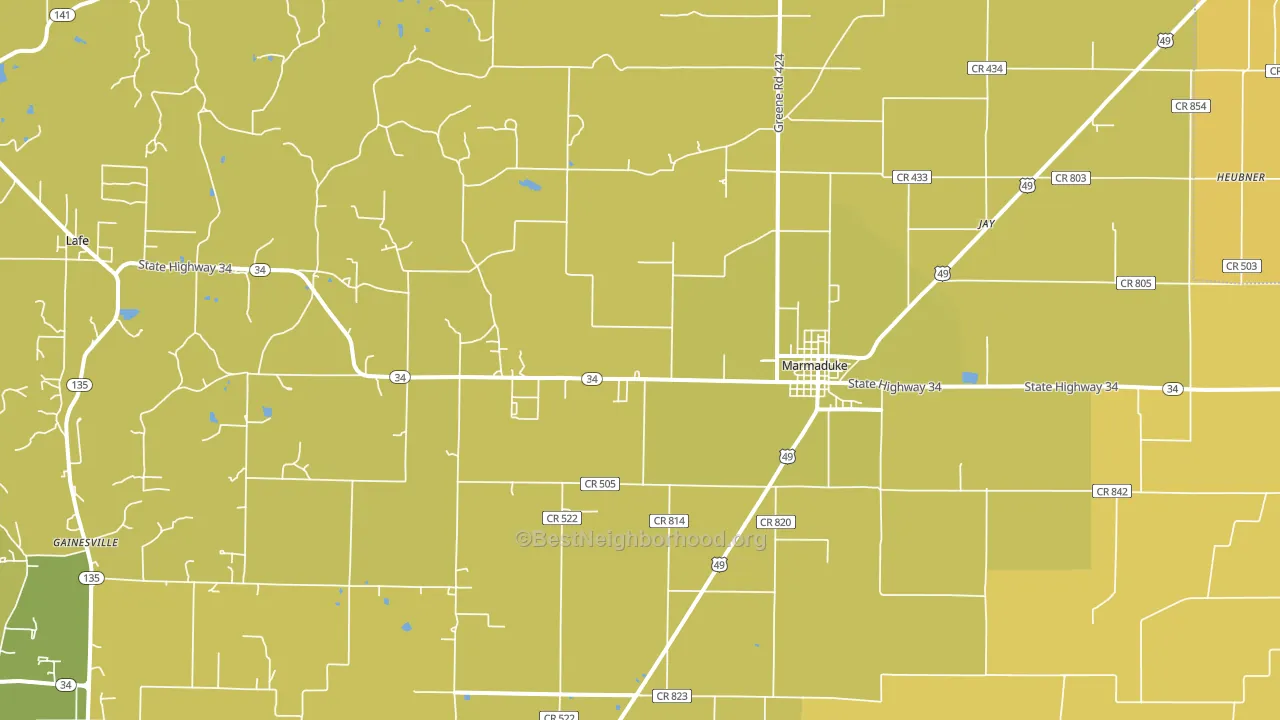 72443, AR block-group voter-turnout map