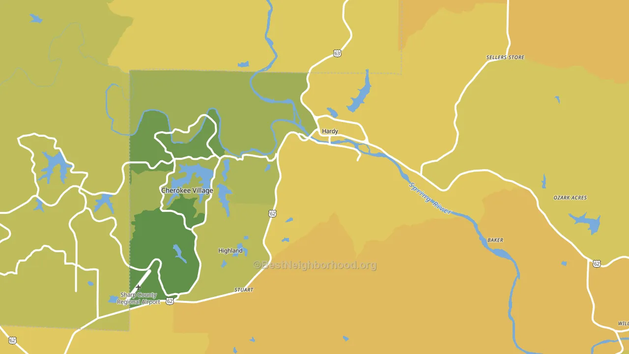 72542, AR block-group voter-turnout map