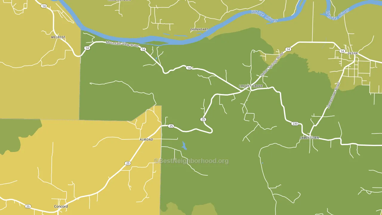 72550, AR block-group voter-turnout map