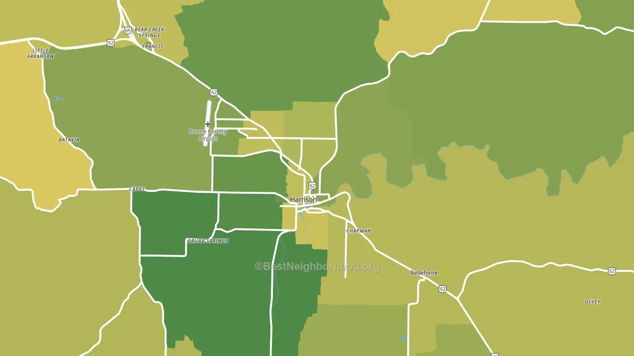 72601, AR block-group voter-turnout map