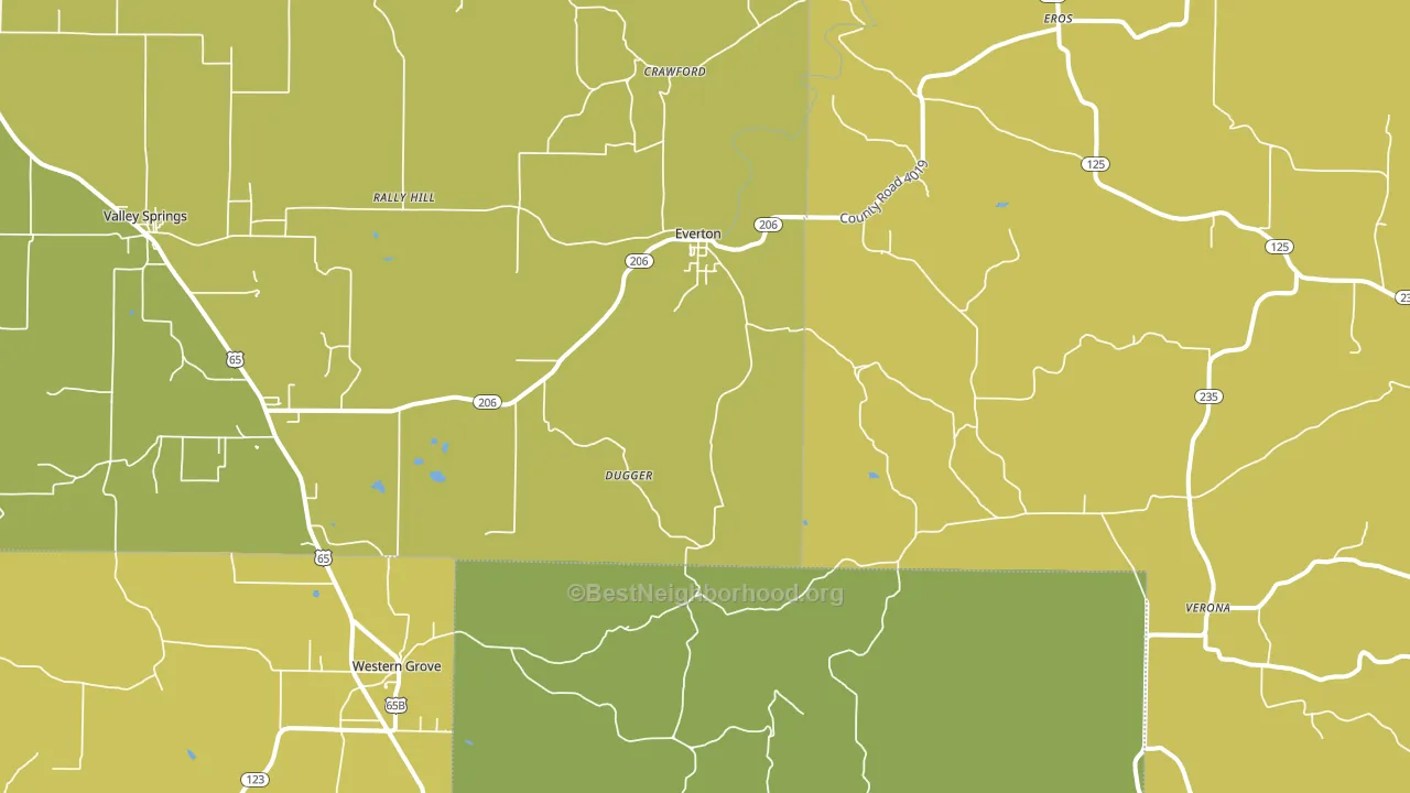 72633, AR block-group voter-turnout map