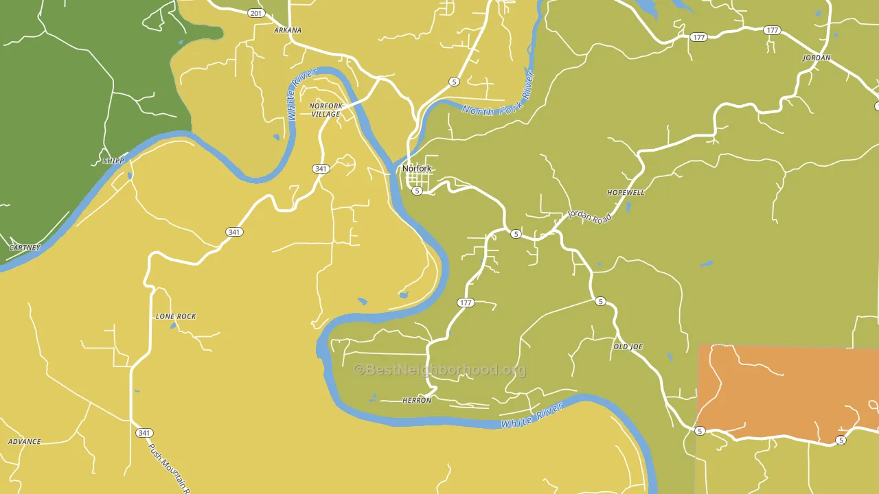 72658, AR block-group voter-turnout map