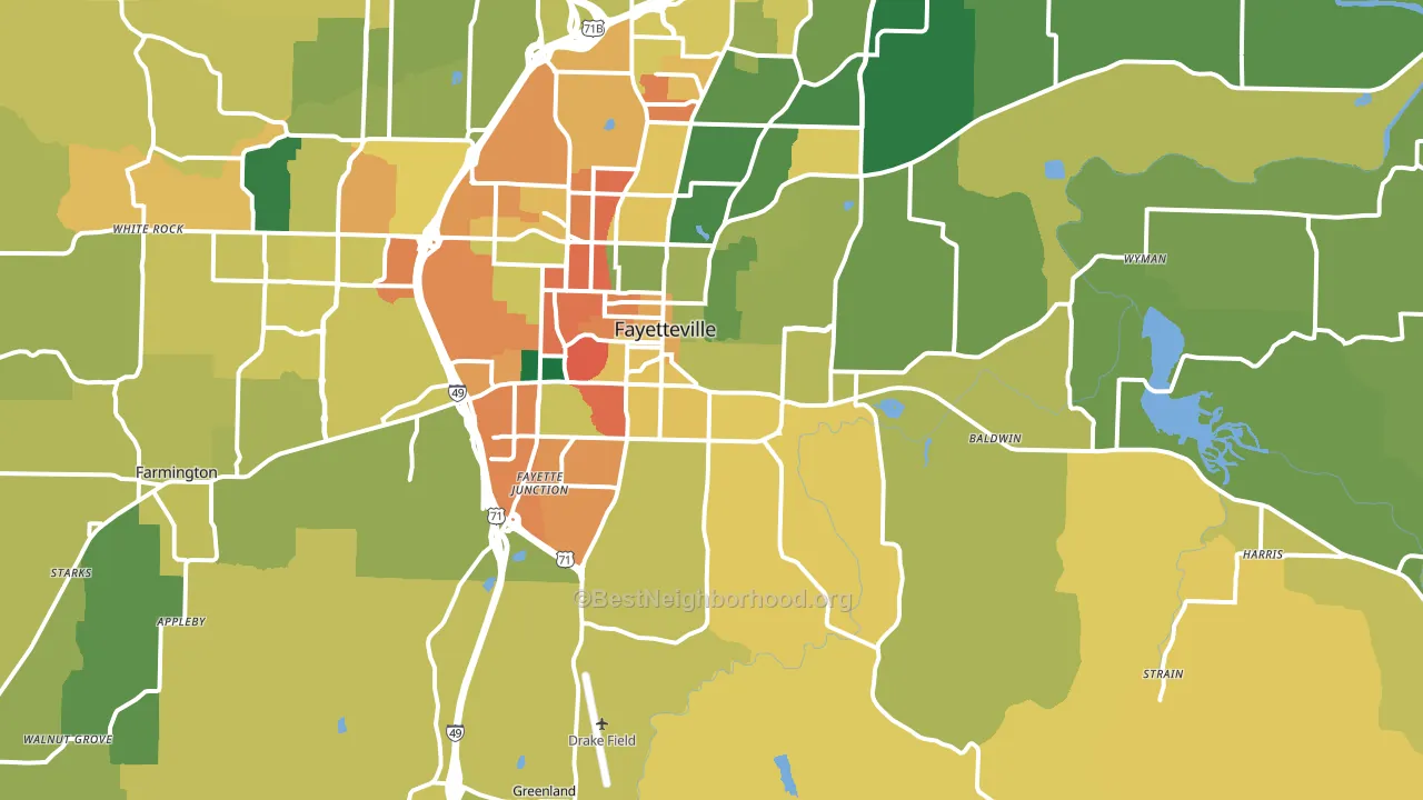 72701, AR block-group voter-turnout map