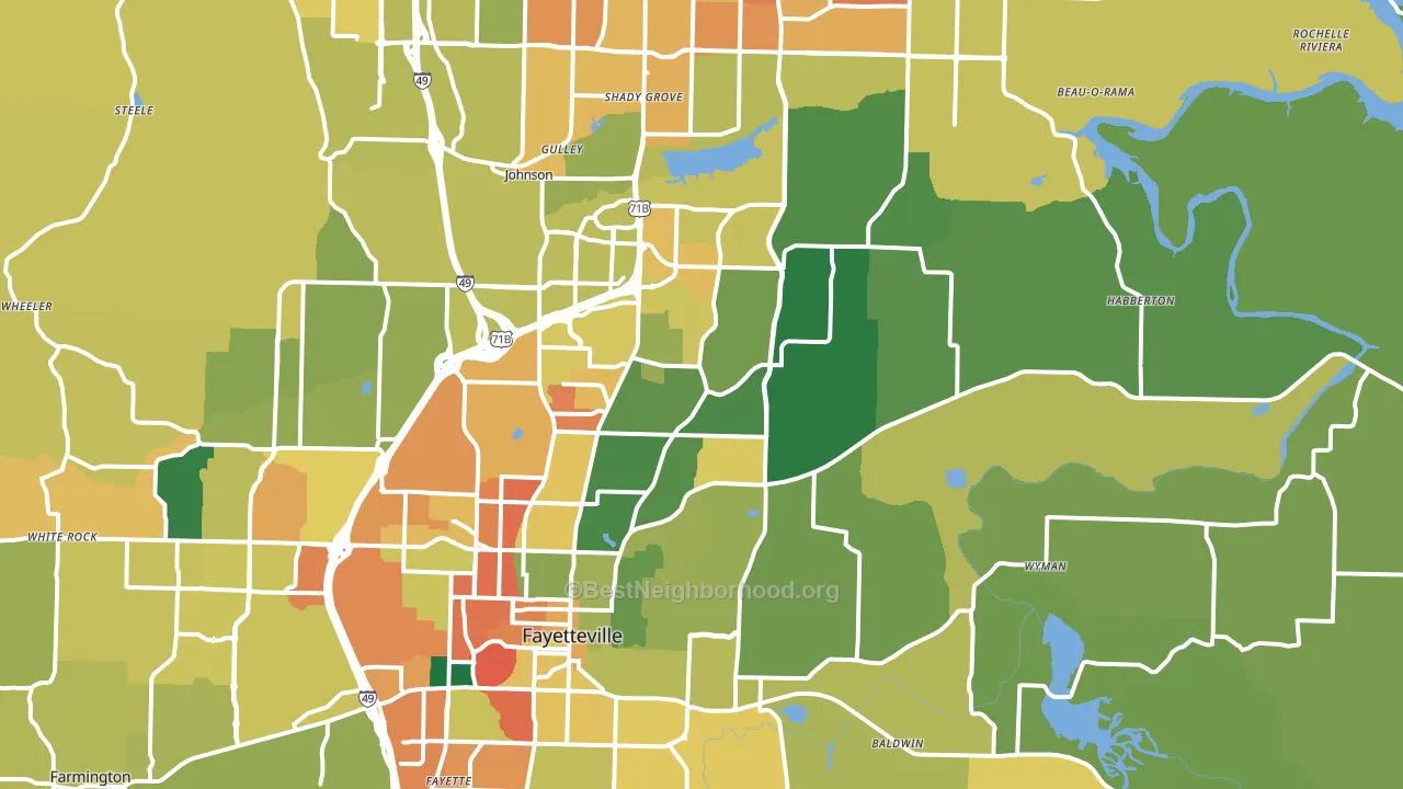 72703, AR block-group voter-turnout map