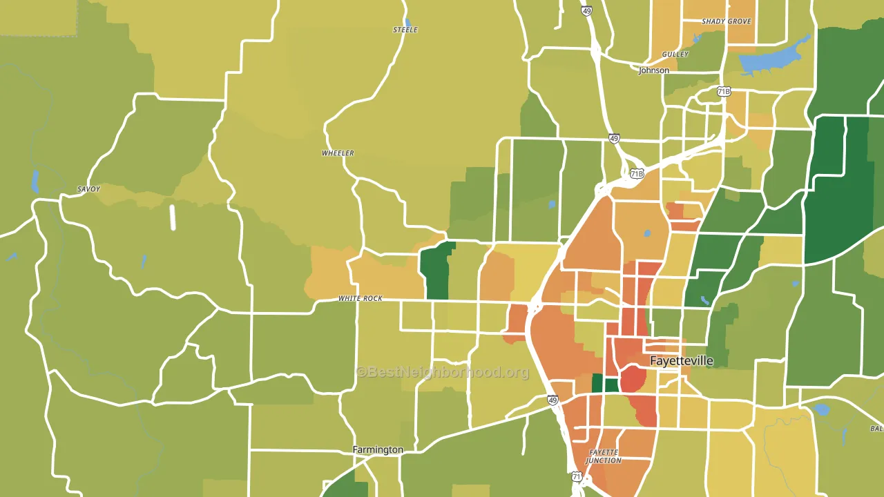 72704, AR block-group voter-turnout map