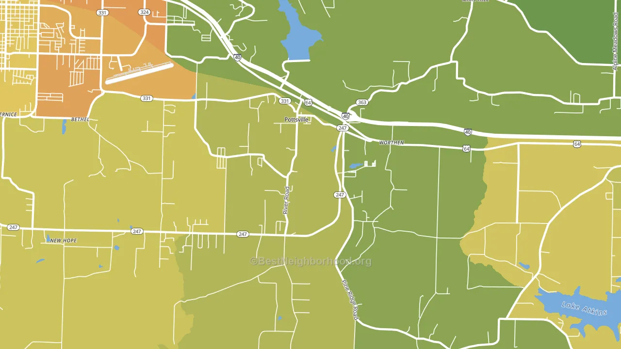 72858, AR block-group voter-turnout map