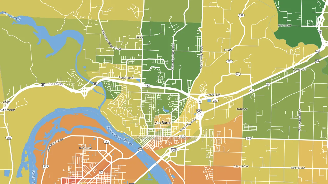 72956, AR block-group voter-turnout map