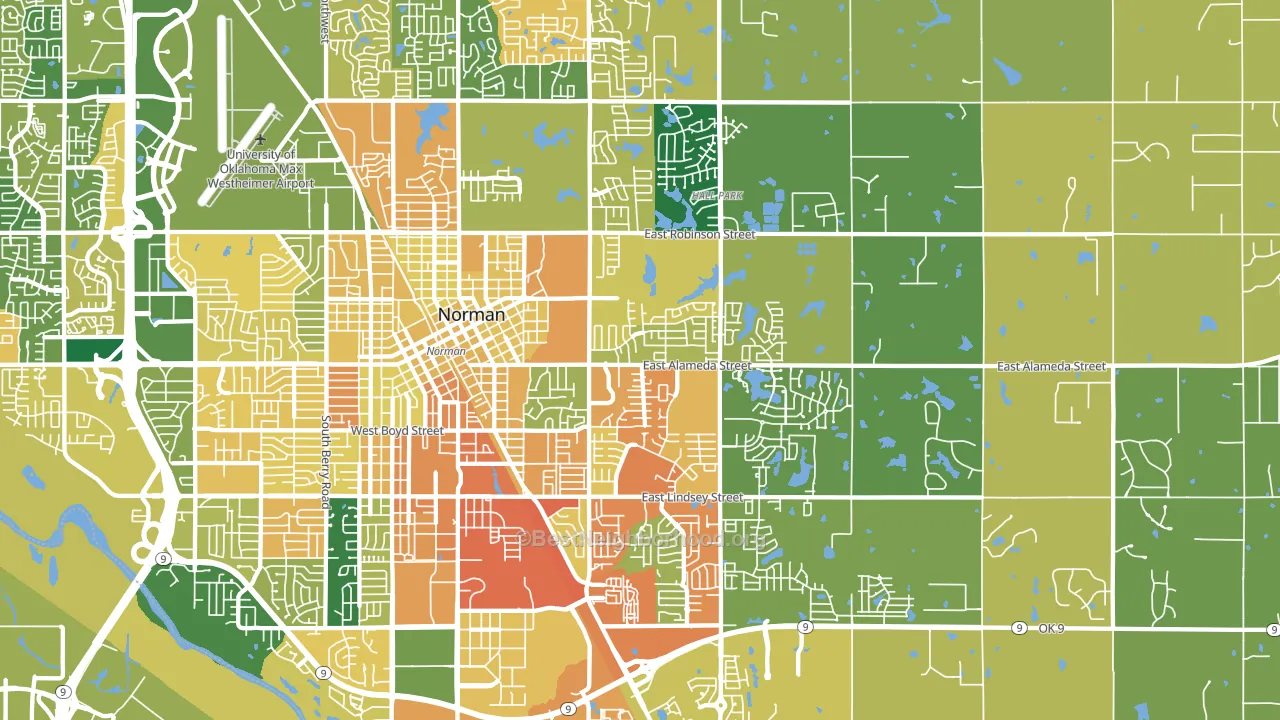 73071, OK block-group voter-turnout map
