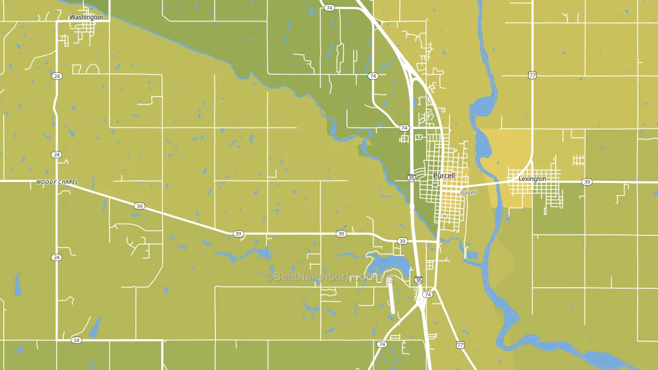 73080, OK block-group voter-turnout map
