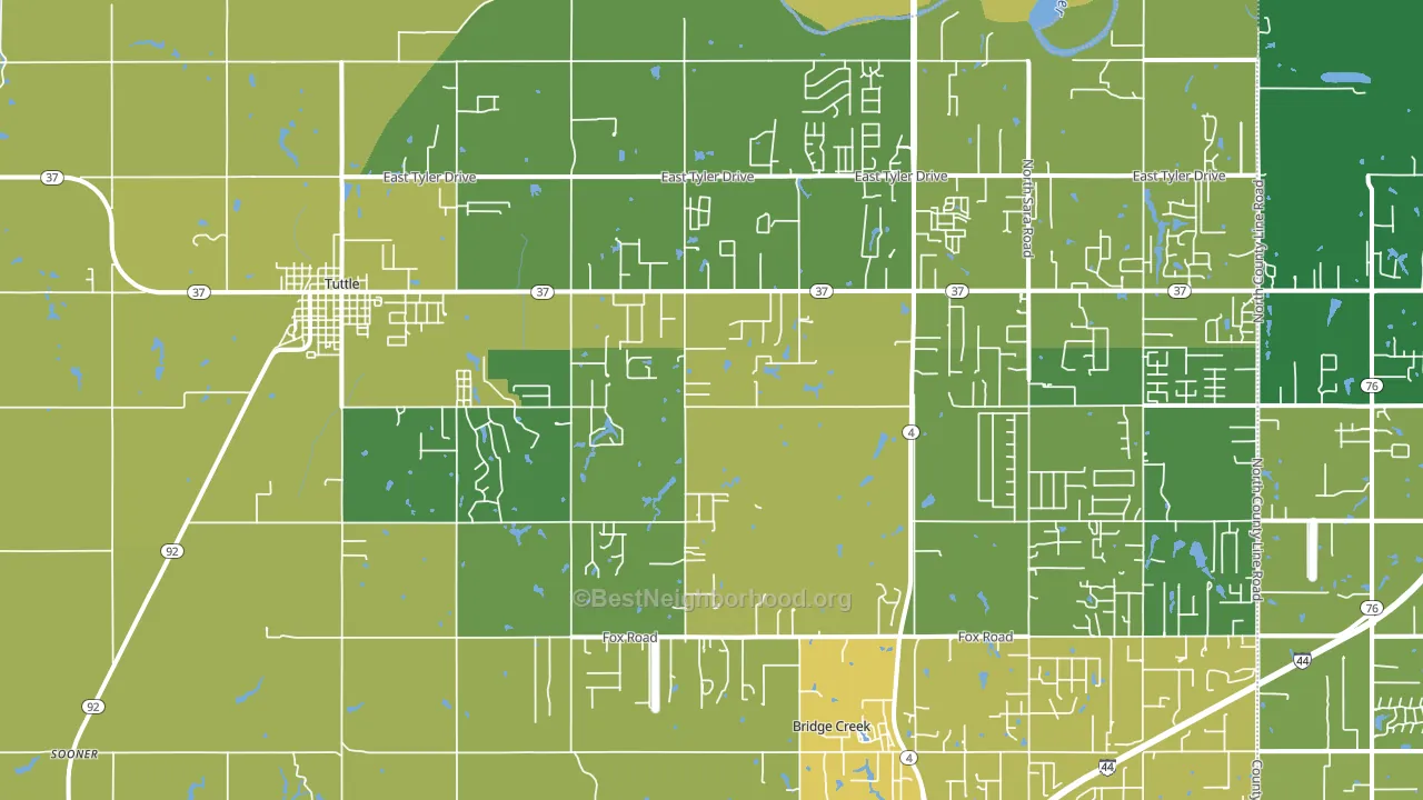 73089, OK block-group voter-turnout map