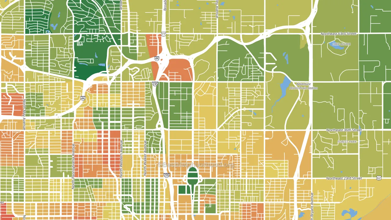 73105, OK block-group voter-turnout map