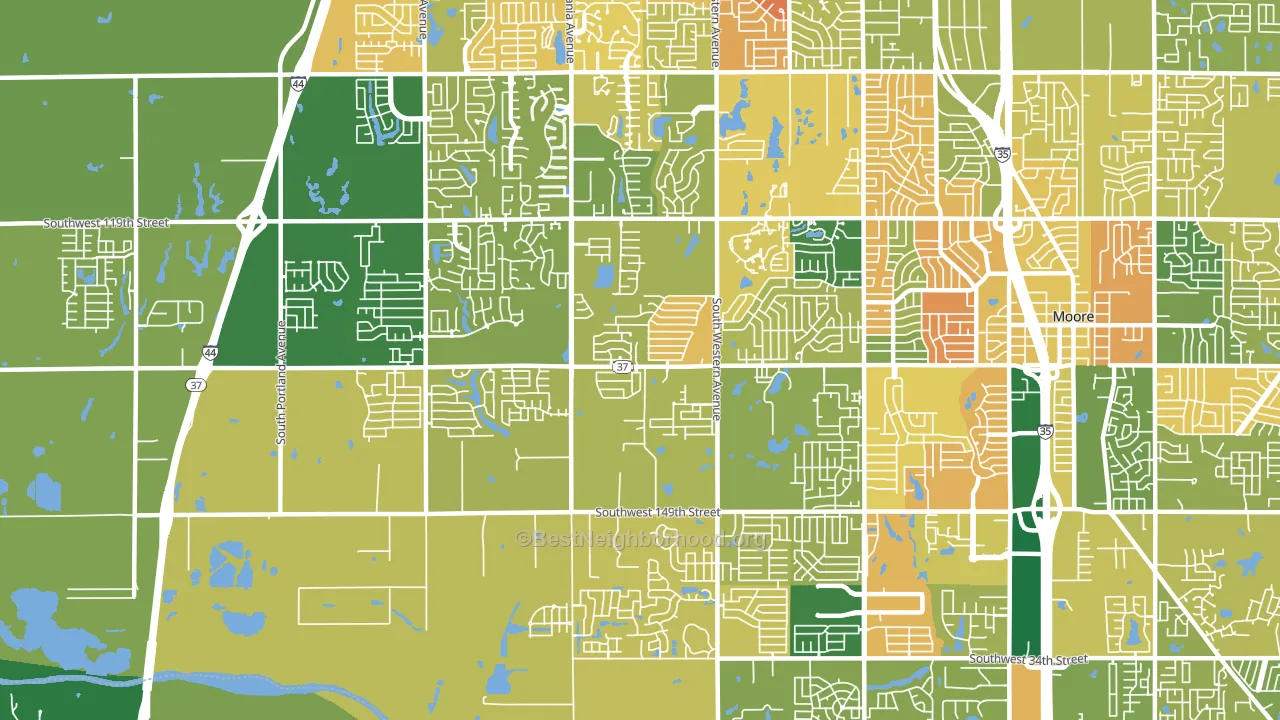 73170, OK block-group voter-turnout map