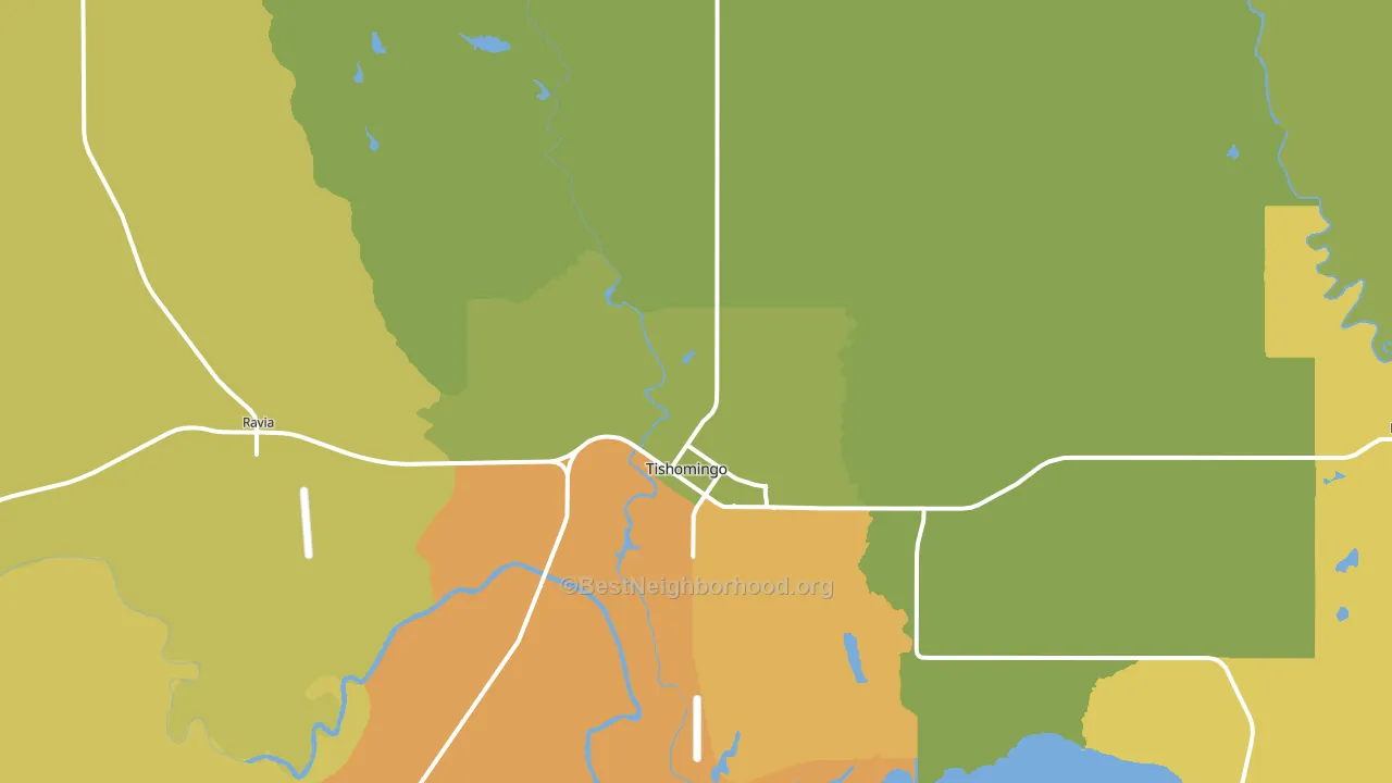 73460, OK block-group voter-turnout map