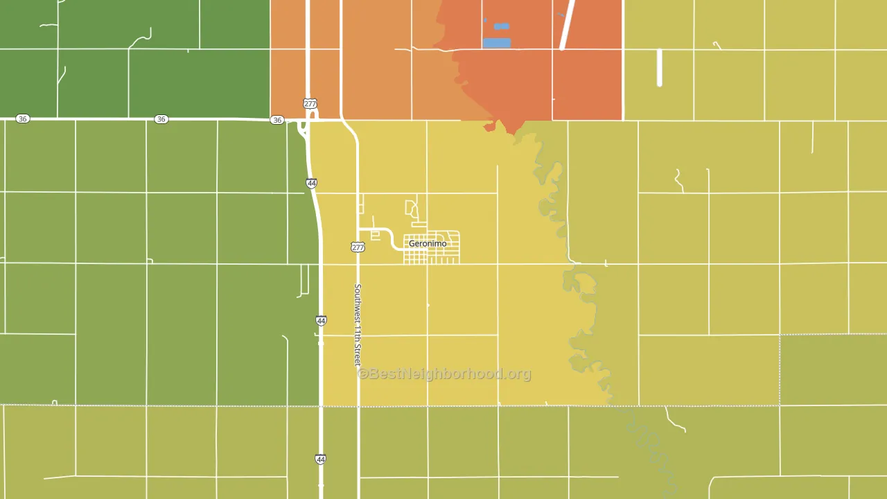 73543, OK block-group voter-turnout map