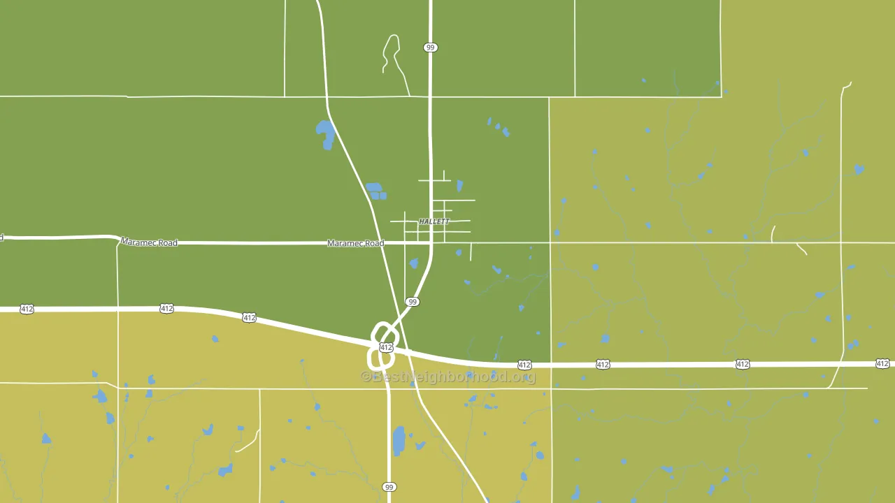 74034, OK block-group voter-turnout map