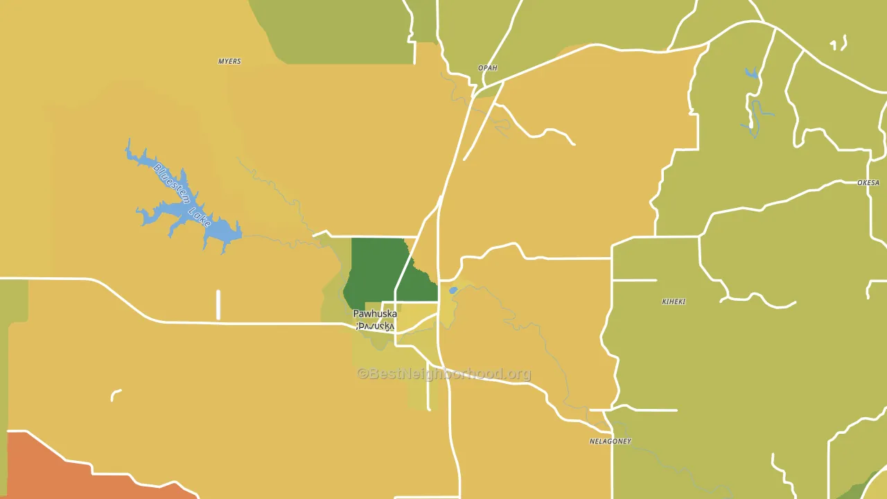 74056, OK block-group voter-turnout map