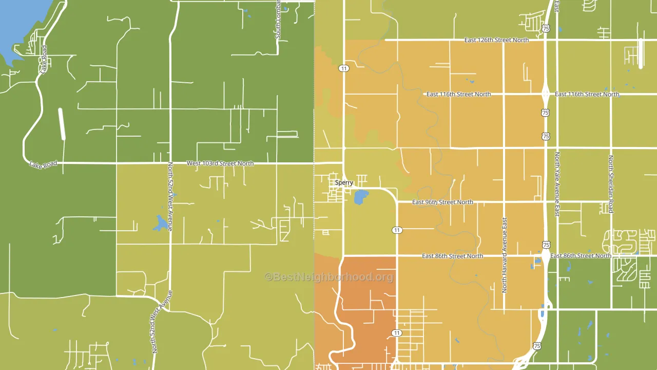 74073, OK block-group voter-turnout map