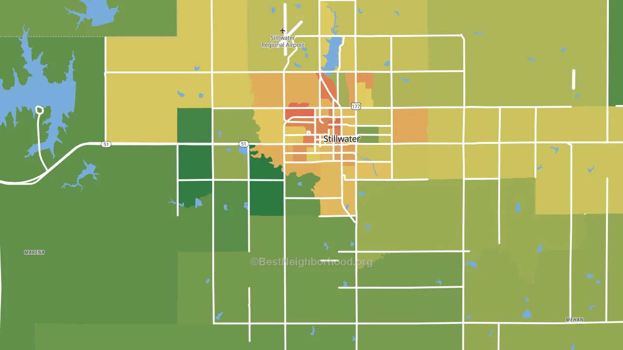 74074, OK block-group voter-turnout map