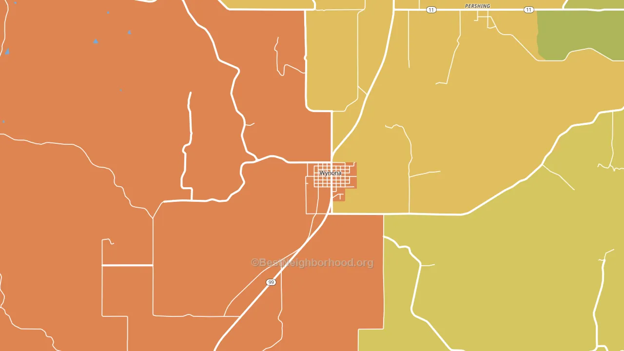 74084, OK block-group voter-turnout map