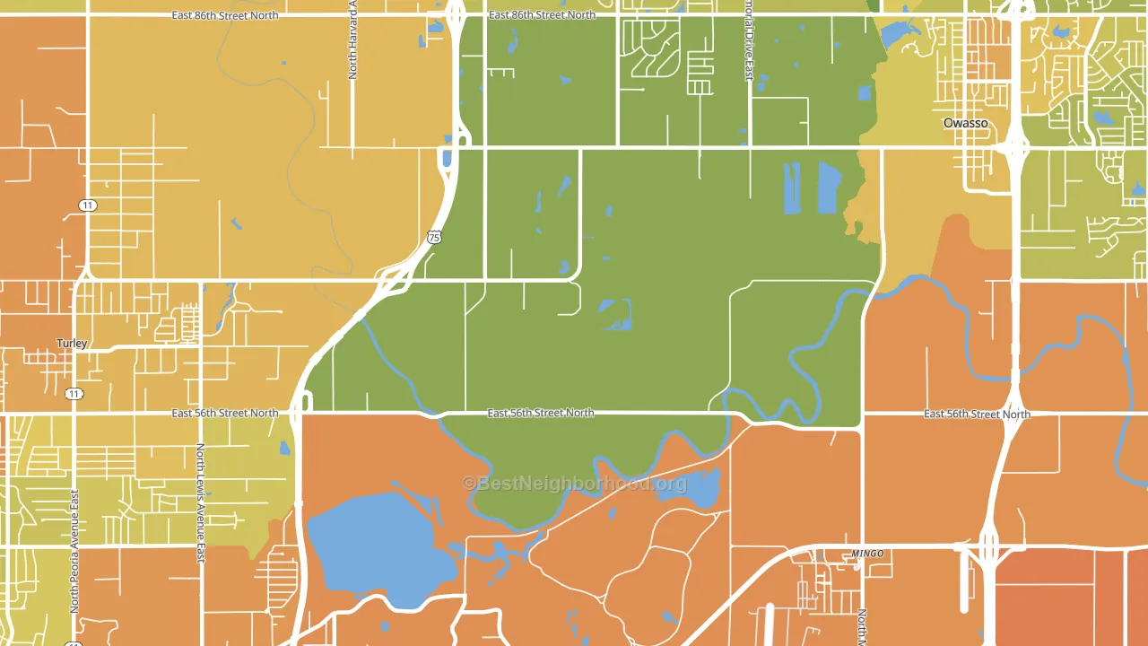 74117, OK block-group voter-turnout map