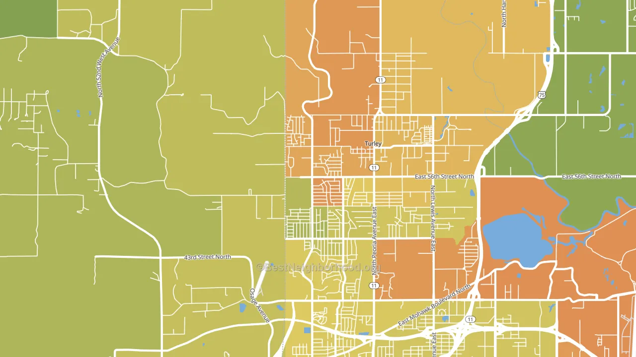 74126, OK block-group voter-turnout map