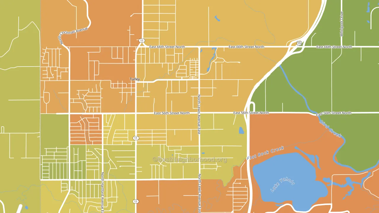 74130, OK block-group voter-turnout map