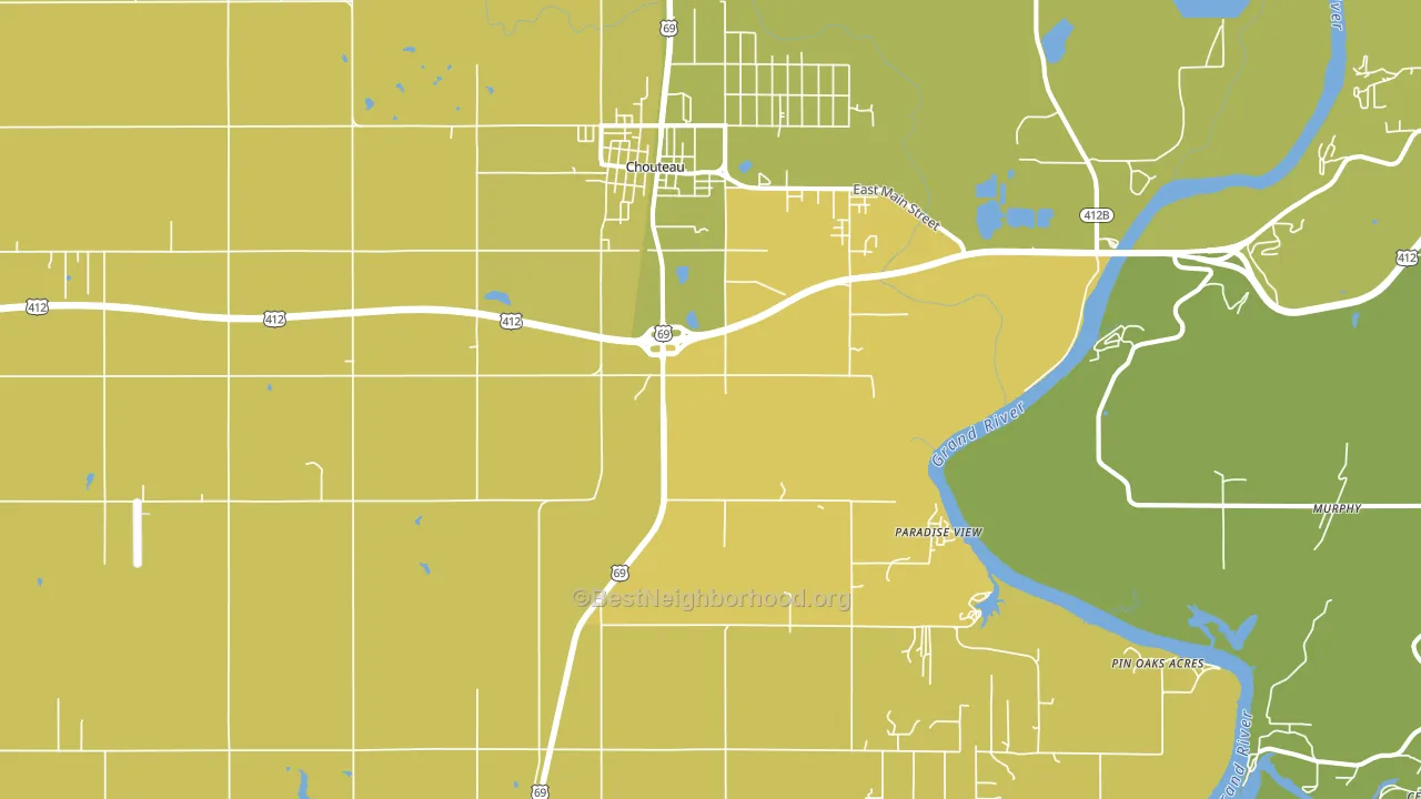 74337, OK block-group voter-turnout map