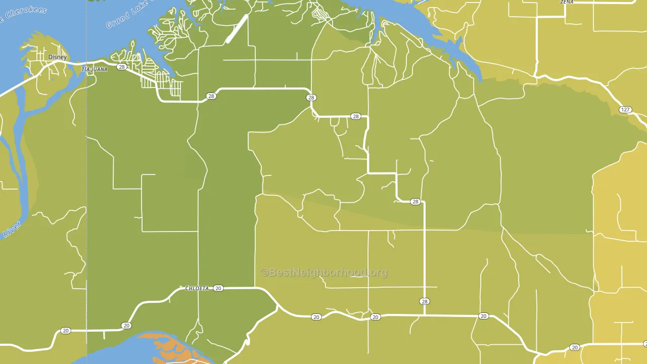 74342, OK block-group voter-turnout map